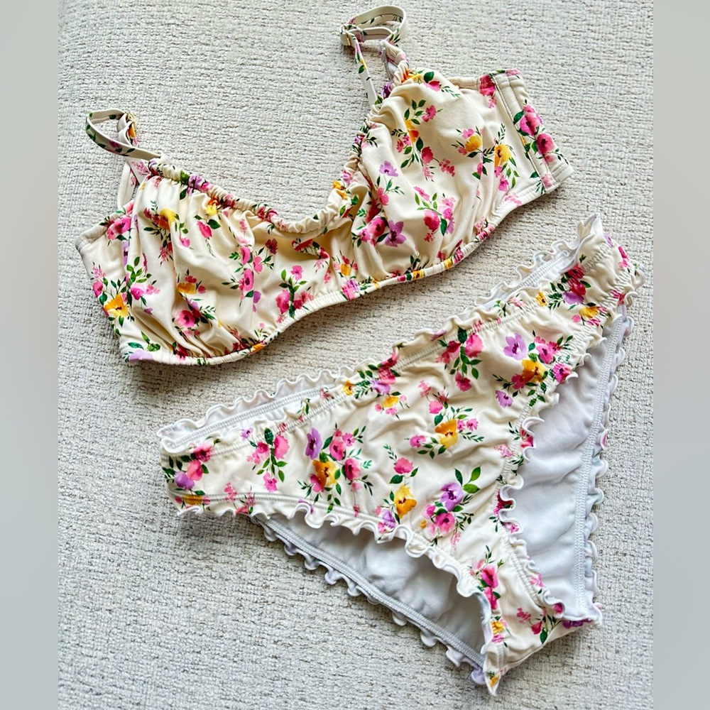 Shade & Shore Floral Bikini with Ruffle Detail
